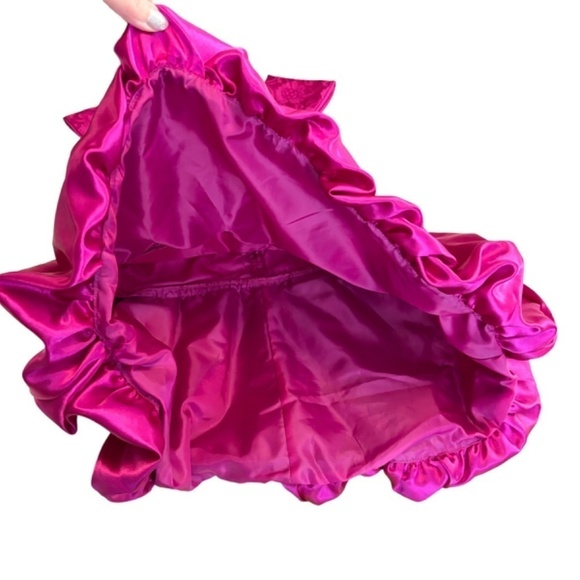 Jona Michelle Dark Pink Dress Girls Size 7 Cap Sleeve Glitter Lace Overlay - Picture 16 of 16